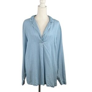 J. Jill Chambray Denim Super Soft Classic Minimalist Modern Flowy Top Size Large